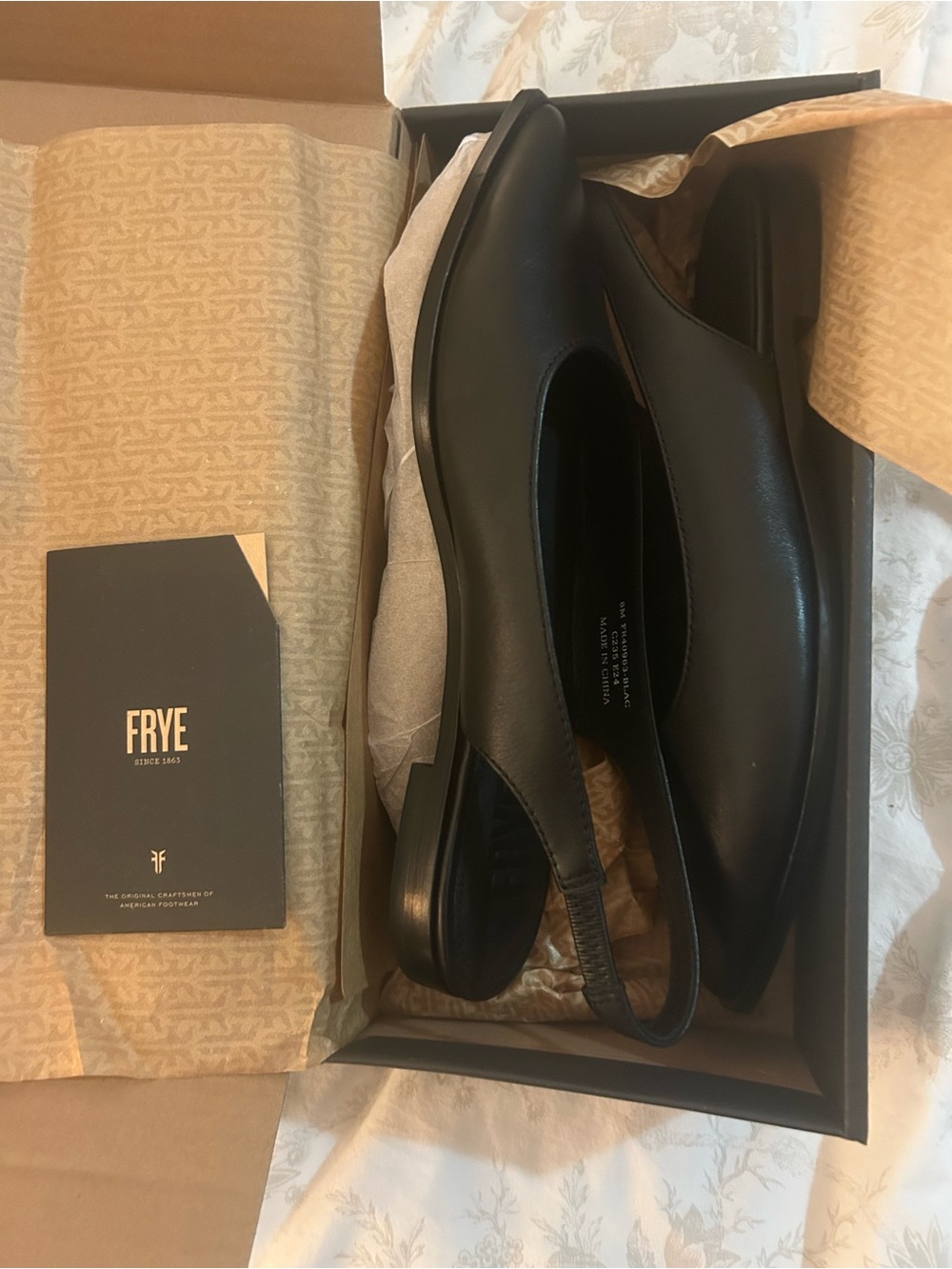 Frye Black Leather Kenzie Slingback Flat NWT and Box - Picture 5 of 8
